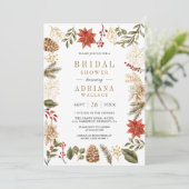 Invitation Fête des mariées de photos florales Red Gold (Debout devant)