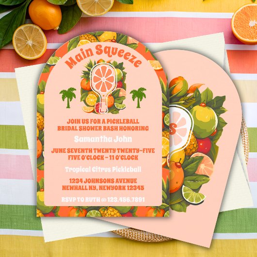 Invitation Fête des mariées de Pickleball de Citrus Tropical