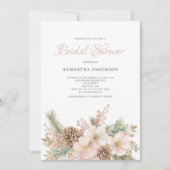 Invitation Fête des mariées de pin d'hiver rose (Devant)