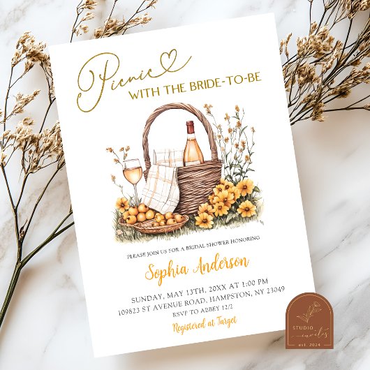 Invitation Fête des mariées de pique-nique d'été du tournesol