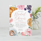 Invitation Fête des mariées de pivoine rose florale Brunch (Debout devant)