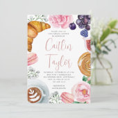 Invitation Fête des mariées de pivoine rose florale Brunch (Debout devant)