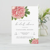 Invitation Fête des mariées de pivoine rose vintage (Debout devant)