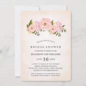 Invitation Fête des mariées de pivoines roses (Devant)