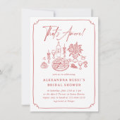 Invitation Fête des mariées de pizza et de vin à la main en g (Devant)