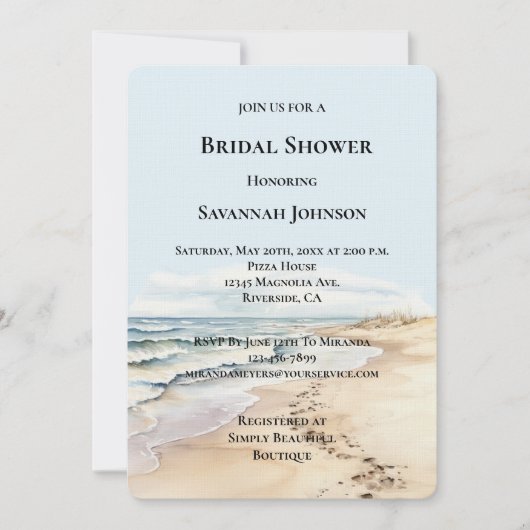 Invitation Fête des mariées de plage (Devant)