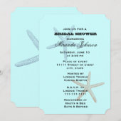 Invitation Fête des mariées de plage Blue Starfish (Devant / Derrière)