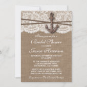 Invitation Fête des mariées de plage d'Ancres nautiques rusti (Devant)