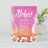 Invitation Fête des mariées de plage d'aquarelle à ananas tro (Debout devant)