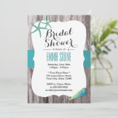 Invitation Fête des mariées de plage de Blue Seashells Turquo (Debout devant)