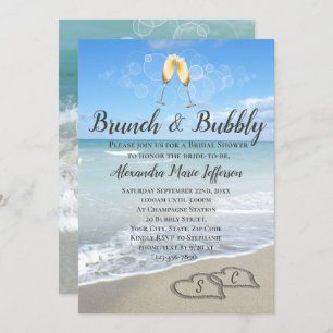 Invitation Fête des mariées de plage de Brunch et Bubbly Sand