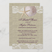 Invitation Fête des mariées de plage de dentelle et de sable  (Devant / Derrière)