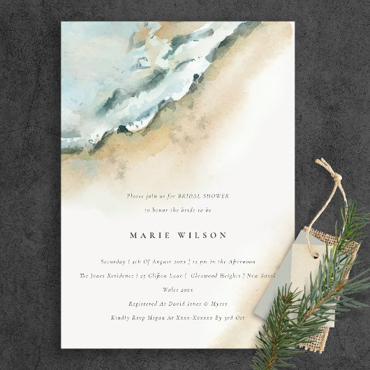 Invitation Fête des mariées de plage de sable des vagues de l