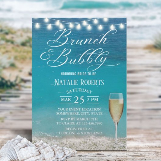 Invitation Fête des mariées de plage d'été Brunch & Bubbly
