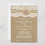 Invitation Fête des mariées de plage Kraft, dentelle et sable (Devant)