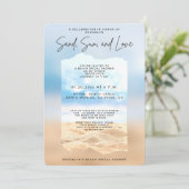Invitation Fête des mariées De Plage Sable Soleil Et Amour (Debout devant)