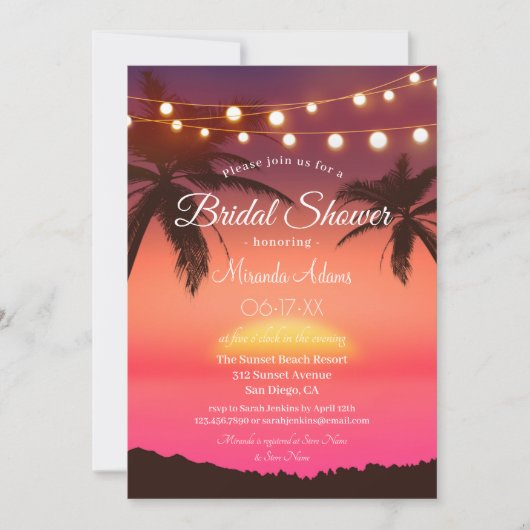 Invitation Fête des mariées de plage Tropical Sunset String L (Devant)