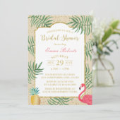 Invitation Fête des mariées de plage tropicale ananas & Flama (Debout devant)