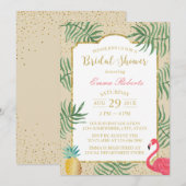 Invitation Fête des mariées de plage tropicale ananas & Flama (Devant / Derrière)