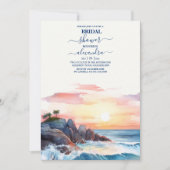 Invitation Fête des mariées de plage tropicale aquarelle (Devant)