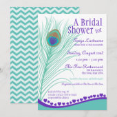 Invitation Fête des mariées de plume de Peacock Sweetheart (Devant / Derrière)