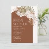 Invitation Fête des mariées de plumes florales en terre cuite (Debout devant)