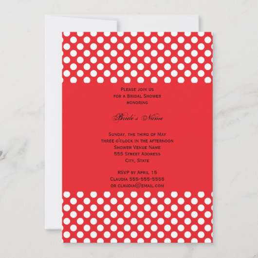 Invitation Fête des mariées de points Polka blanc et rouge mo (Devant)
