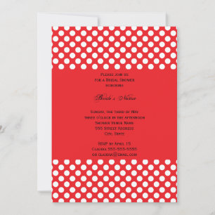 Invitation Fête des mariées de points Polka blanc et rouge mo