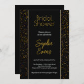 Invitation Fête des mariées de points Polka Noir et Or (Devant / Derrière)