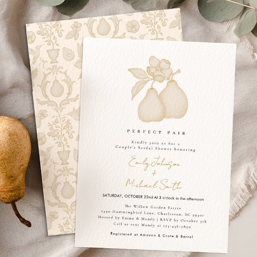 Invitation Fête des mariées de poire parfaite | France Damask