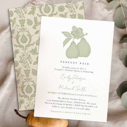 Invitation Fête des mariées de poire parfaite | Sage Green Da