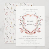 Invitation Fête des mariées de poitrine rose Fleur sauvage (Devant / Derrière)