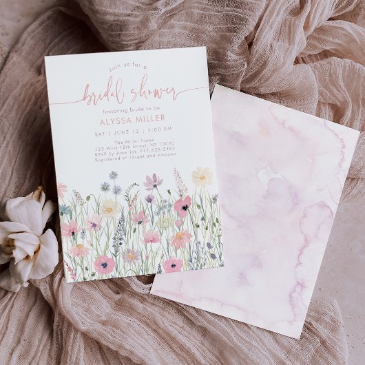 Invitation Fête des mariées de pré Fleur sauvage Boho