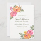 Invitation Fête des mariées de printemps fleurs d'aquarelle i (Devant)