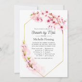 Invitation Fête des mariées de printemps florale rose géométr (Devant)