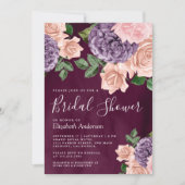 Invitation Fête des mariées de prune fleurie pourpre à la feu (Devant)