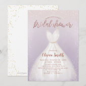 Invitation Fête des mariées de robe de mariage violet élégant (Devant / Derrière)