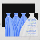 Invitation Fête des mariées de robe de mariée Blue moderne (Devant / Derrière)