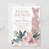 Invitation Fête des mariées de robe dorée rose rose rose Rose (Devant)