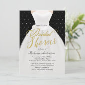 Invitation Fête des mariées de robe Mariage Black White Gold (Debout devant)