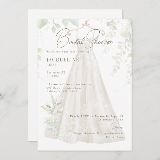 Invitation Fête des mariées de robe Mariage blanche II (Devant / Derrière)