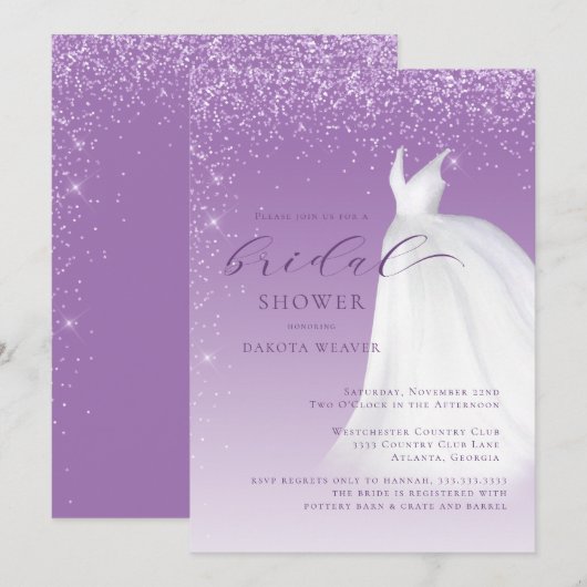 Invitation Fête des mariées de robe Mariage couleur pourpre (Devant / Derrière)