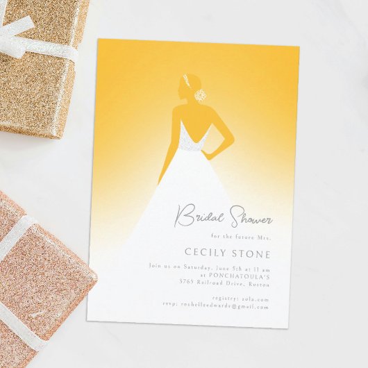 Invitation Fête des mariées de robe Mariage Couture Jaune