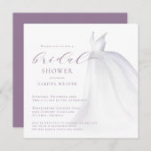 Invitation Fête des mariées de robe Mariage doux violet (Devant / Derrière)
