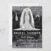 Invitation Fête des mariées de robe Mariage en argent noir (Devant)