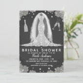 Invitation Fête des mariées de robe Mariage en diamant noir & (Debout devant)