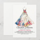 Invitation Fête des mariées de robe Mariage florale (Devant / Derrière)