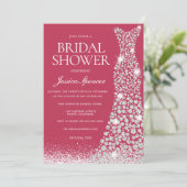 Invitation Fête des mariées de robe Mariage magenta et blanc (Debout devant)