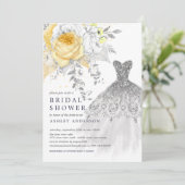 Invitation Fête des mariées de robe Mariage or et argent (Debout devant)