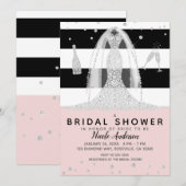 Invitation Fête des mariées de robe Mariage rose Diamond (Devant / Derrière)